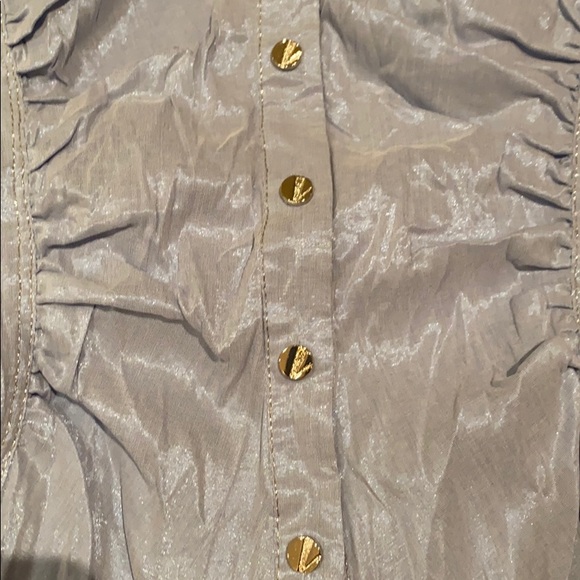 Stretch woven fitted shirt silver topstitch &snaps - Picture 3 of 7